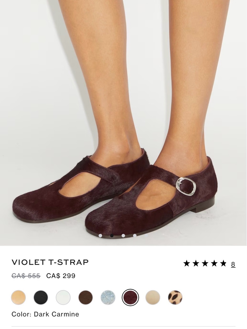 Tory Burch Dark Carmine Violet T-Strap Flats
